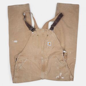 Carhartt Overalls Men's 40x32 R01 Duck Bib Brown Canvas Relaxed Fit Double Knee